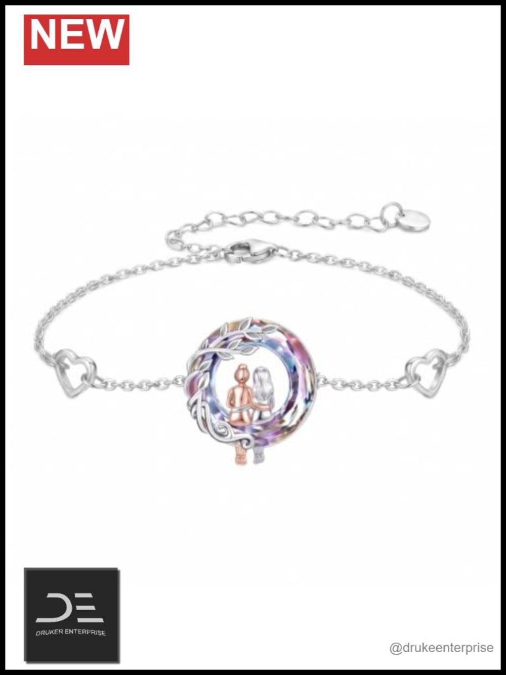 Sister Bracelet Crystal Link Jewelry Gift for Women White Gold Plated